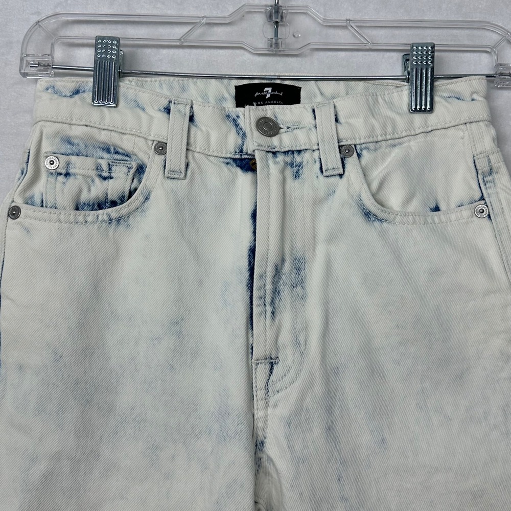 7 For All Mankind High Waist Cropped Straight Jeans Acid Wash Size 23
